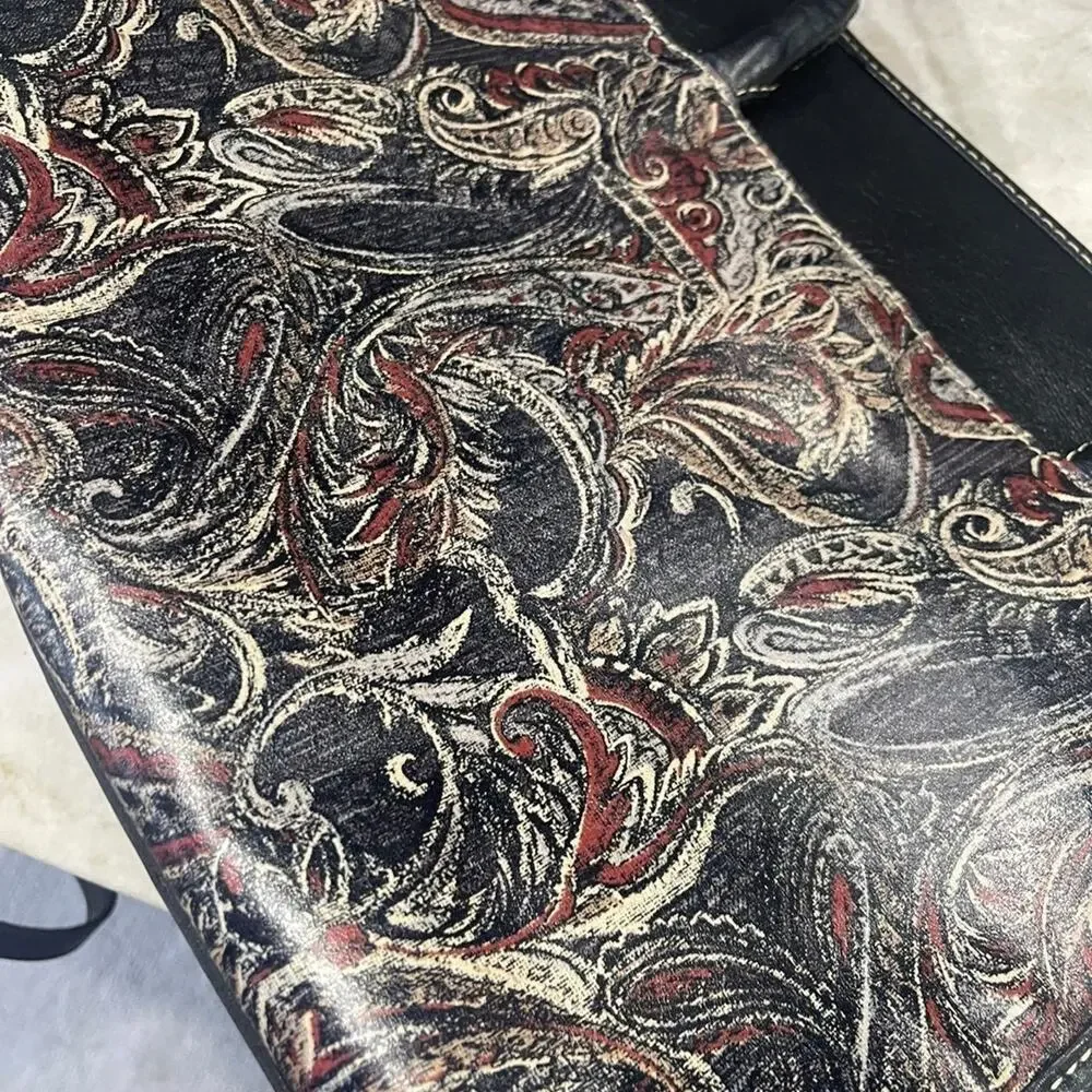 Patricia Nash Paris black shoulder bag w/ paisley design